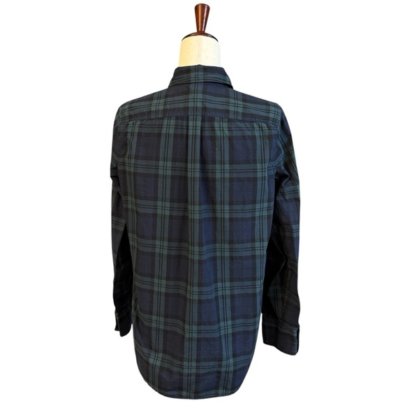 J. Crew Plaid Button Down Shirt Beaded Pockets Blue & Green Size 4 #1809 - Picture 4 of 6